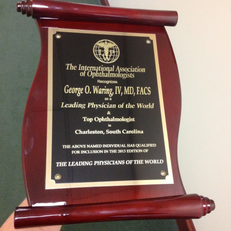 The International Association of Ophthalmologists recognized George O. Waring IV, MD, FACS as a Leading Physician of the World & Top Ophthalmologist in Charleston, SC